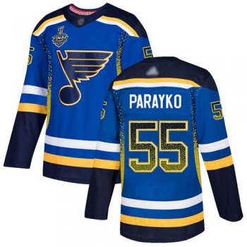 Men's St. Louis Blues #55 Colton Parayko Blue Home Authentic Drift Fashion 2019 Stanley Cup Final Bound Stitched Hockey Jersey