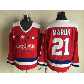 Men's Washington Capitals #21 Dennis Maruk 1987-88 Red CCM Vintage Throwback Jersey