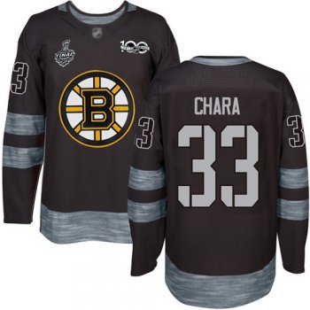 Men's Boston Bruins #33 Zdeno Chara Black 1917-2017 100th Anniversary 2019 Stanley Cup Final Bound Stitched Hockey Jersey