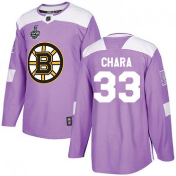 Men's Boston Bruins #33 Zdeno Chara Purple Authentic Fights Cancer 2019 Stanley Cup Final Bound Stitched Hockey Jersey