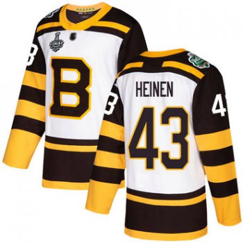 Men's Boston Bruins #43 Danton Heinen White Authentic 2019 Winter Classic 2019 Stanley Cup Final Bound Stitched Hockey Jersey