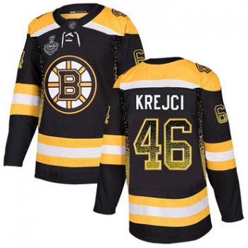 Men's Boston Bruins #46 David Krejci Black Home Authentic Drift Fashion 2019 Stanley Cup Final Bound Stitched Hockey Jersey