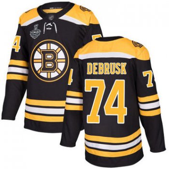 Men's Boston Bruins #74 Jake DeBrusk Black Home Authentic 2019 Stanley Cup Final Bound Stitched Hockey Jersey