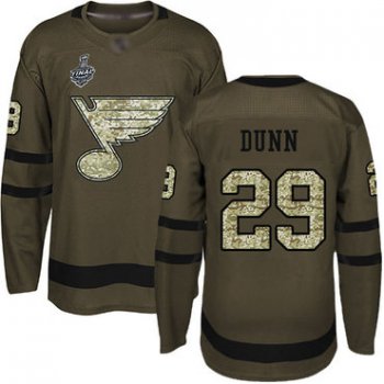 Men's St. Louis Blues #29 Vince Dunn Green Salute to Service 2019 Stanley Cup Final Bound Stitched Hockey Jersey