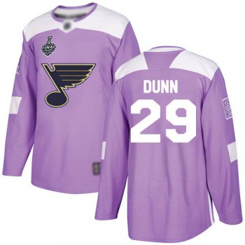 Men's St. Louis Blues #29 Vince Dunn Purple Authentic Fights Cancer 2019 Stanley Cup Final Bound Stitched Hockey Jersey