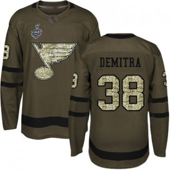Men's St. Louis Blues #38 Pavol Demitra Green Salute to Service 2019 Stanley Cup Final Bound Stitched Hockey Jersey