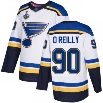 Men's St. Louis Blues #90 Ryan O'Reilly White Road Authentic 2019 Stanley Cup Final Bound Stitched Hockey Jersey