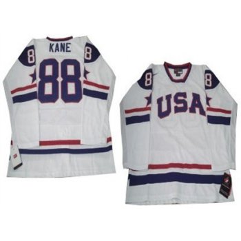 2010 Olympics USA #88 Patrick Kane White Transverse Letter Jersey