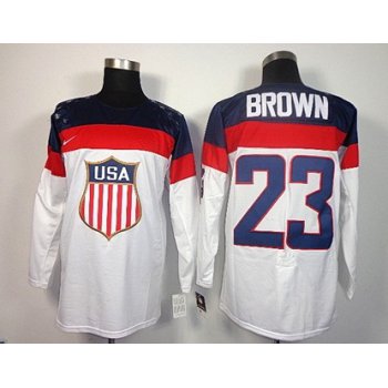 2014 Olympics USA #23 Dustin Brown White Jersey