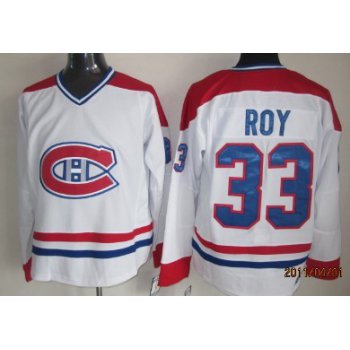 Montreal Canadiens #33 Patrick Roy White Throwback CCM Jersey