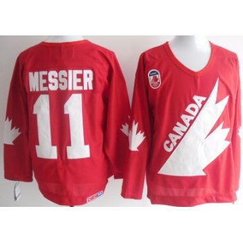 Team Canada #11 Mark Messier 1991 Olympic Red Throwback CCM Jersey