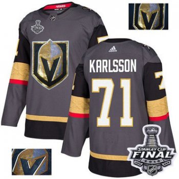 Adidas Golden Knights #71 William Karlsson Grey Home Authentic Fashion Gold 2018 Stanley Cup Final Stitched NHL Jersey
