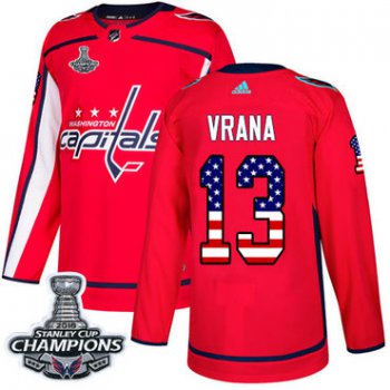 Adidas Washington Capitals #13 Jakub Vrana Red Home Authentic USA Flag Stanley Cup Final Champions Stitched NHL Jersey