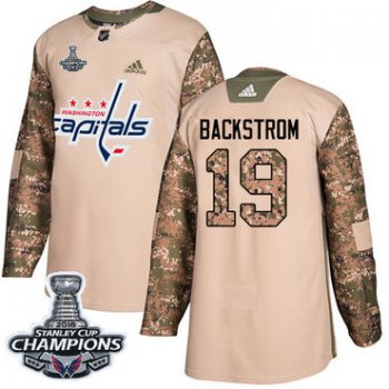 Adidas Washington Capitals #19 Nicklas Backstrom Camo Authentic 2017 Veterans Day Stanley Cup Final Champions Stitched NHL Jersey