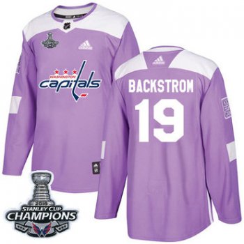 Adidas Washington Capitals #19 Nicklas Backstrom Purple Authentic Fights Cancer Stanley Cup Final Champions Stitched NHL Jersey