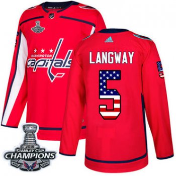 Adidas Washington Capitals #5 Rod Langway Red Home Authentic USA Flag Stanley Cup Final Champions Stitched NHL Jersey