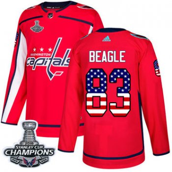didas Washington Capitals #83 Jay Beagle Red Home Authentic USA Flag Stanley Cup Final Champions Stitched NHL Jersey