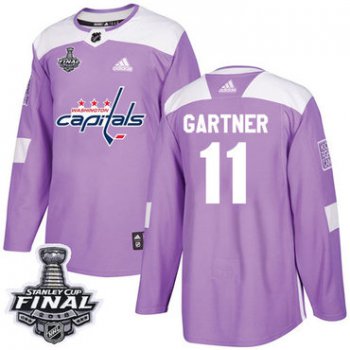 Adidas Capitals #11 Mike Gartner Purple Authentic Fights Cancer 2018 Stanley Cup Final Stitched NHL Jersey