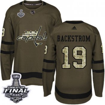 Adidas Capitals #19 Nicklas Backstrom Green Salute to Service 2018 Stanley Cup Final Stitched NHL Jersey