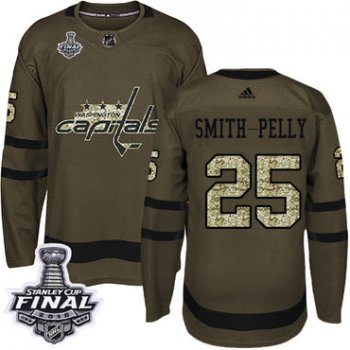 Adidas Capitals #25 Devante Smith-Pelly Green Salute to Service 2018 Stanley Cup Final Stitched NHL Jersey