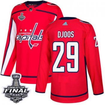 Adidas Capitals #29 Christian Djoos Red Home Authentic 2018 Stanley Cup Final Stitched NHL Jersey