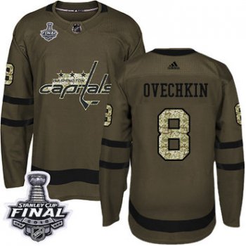 Adidas Capitals #8 Alex Ovechkin Green Salute to Service 2018 Stanley Cup Final Stitched NHL Jersey