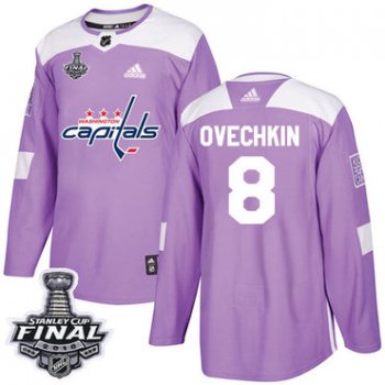 Adidas Capitals #8 Alex Ovechkin Purple Authentic Fights Cancer 2018 Stanley Cup Final Stitched NHL Jersey