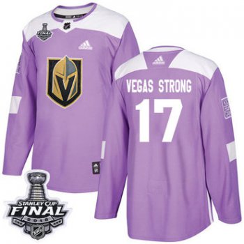 Adidas Golden Knights #17 Vegas Strong Purple Authentic Fights Cancer 2018 Stanley Cup Final Stitched NHL Jersey