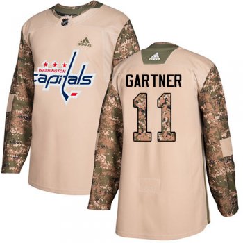 Adidas Capitals #11 Mike Gartner Camo Authentic 2017 Veterans Day Stitched NHL Jersey