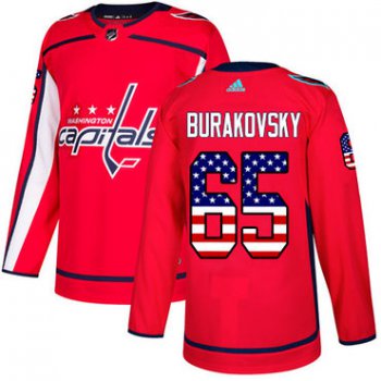 Adidas Capitals #65 Andre Burakovsky Red Home Authentic USA Flag Stitched NHL Jersey