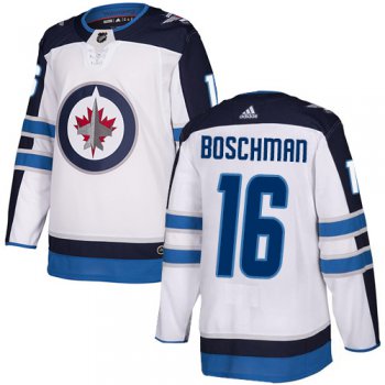 Adidas NHL Winnipeg Jets #16 Laurie Boschman Away White Authentic Jersey