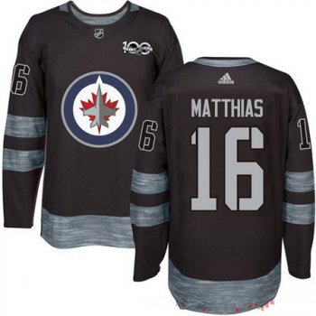 Men's Winnipeg Jets #16 Shawn Matthias Black 100th Anniversary Stitched NHL 2017 adidas Hockey Jersey