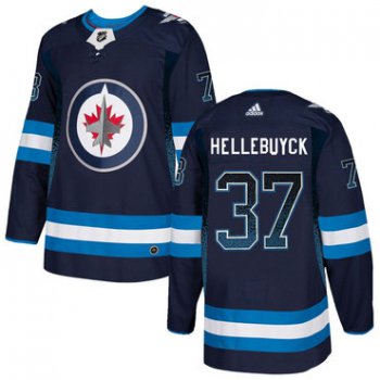 Men's Winnipeg Jets #37 Connor Hellebuyck Navy Drift Fashion Adidas Jersey