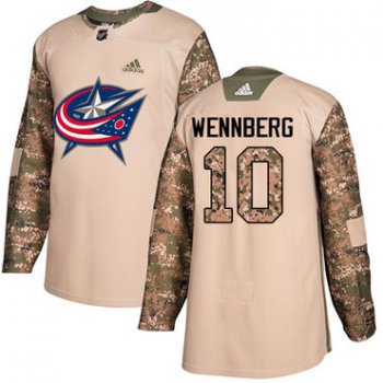 Adidas Blue Jackets #10 Alexander Wennberg Camo Authentic 2017 Veterans Day Stitched NHL Jersey
