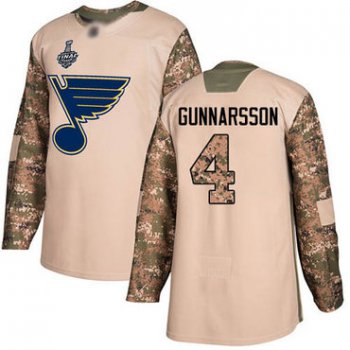 Blues #4 Carl Gunnarsson Camo Authentic 2017 Veterans Day Stanley Cup Final Bound Stitched Hockey Jersey