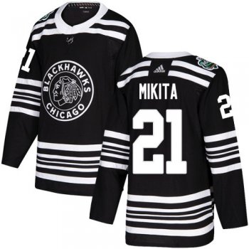 Adidas Blackhawks #21 Stan Mikita Black Authentic 2019 Winter Classic Stitched NHL Jersey