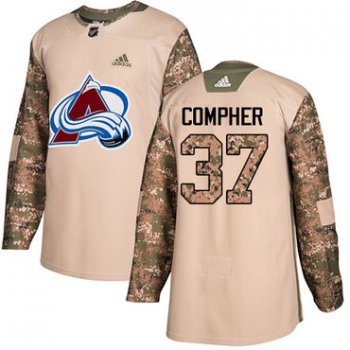 Adidas Avalanche #37 J.T. Compher Camo Authentic 2017 Veterans Day Stitched NHL Jersey