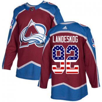 Adidas Avalanche #92 Gabriel Landeskog Burgundy Home Authentic USA Flag Stitched NHL Jersey