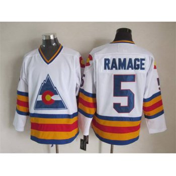 Men's Colorado Rockies #5 Rab Ramage 1976-77 White CCM Vintage Throwback Jersey