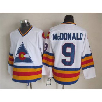 Men's Colorado Rockies #9 Joey MacDonald 1976-77 White CCM Vintage Throwback Jersey