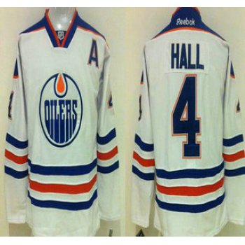 Men's Edmonton Oilers #4 Taylor Hall Reebok White Away Premier Jersey