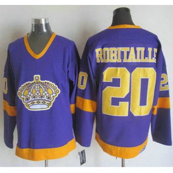 Men's Los Angeles Kings #20 Luc Robitaille 1977-79 Purple CCM Vintage Throwback Jersey