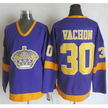 Men's Los Angeles Kings #30 Rogie Vachon 1977-78 Purple CCM Vintage Throwback Jersey