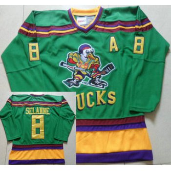 Men's Mighty Ducks of Anaheim #8 Teemu Selanne 1991-92 Green CCM Vintage Throwback Jersey