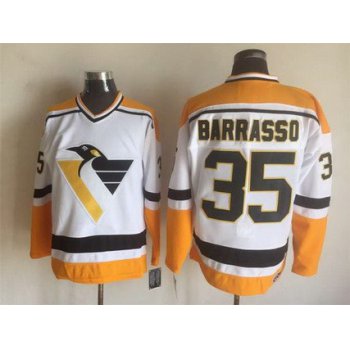 Men's Pittsburgh Penguins #35 Tom Barrasso 1992-93 White CCM Vintage