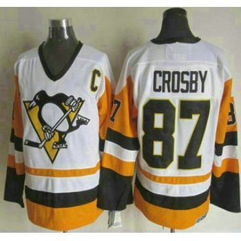 Men's Pittsburgh Penguins #87 Sidney Crosby 1988-89 White CCM Vintage Throwback Jersey