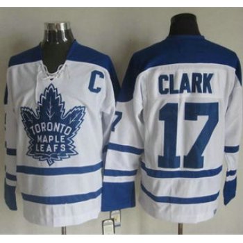 Men's Toronto Maple Leafs #17 Wendel Clark 1998-99 White CCM Vintage Throwback Jersey