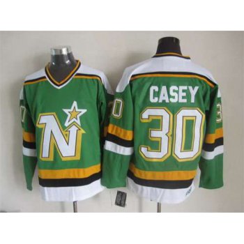Men's Minnesota North Stars #30 Jon Casey 1988-89 Green CCM Vintage Throwback Jersey
