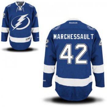 Men's Reebok Tampa Bay Lightning #42 Jonathan Marchessault Premier Royal Blue Home NHL Jersey - Men's Size