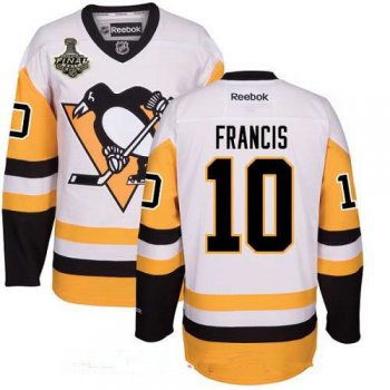 Men's Pittsburgh Penguins #10 Ron Francis White Third 2017 Stanley Cup Finals Patch Stitched NHL Reebok Hockey Jersey